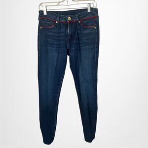 True Religion Jennie Curvy Skinny Jeans Blue with Red Piping Size 30